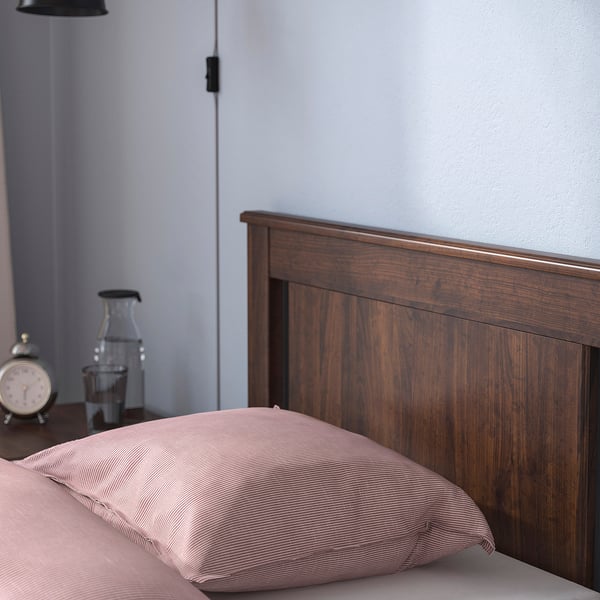 SONGESAND Bed frame with 2 storage boxes, brown/Lillhällan, 90x200 cm