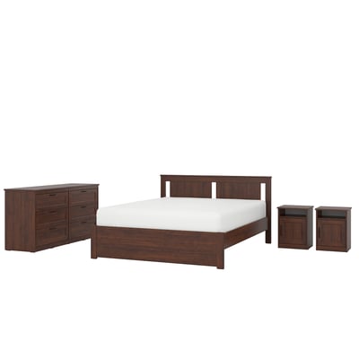 SONGESAND Bedroom furniture, set of 4, brown, 160x200 cm