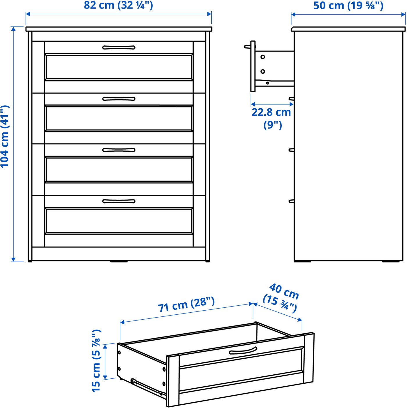 SONGESAND chest of 4 drawers, brown, 82x104 cm - IKEA