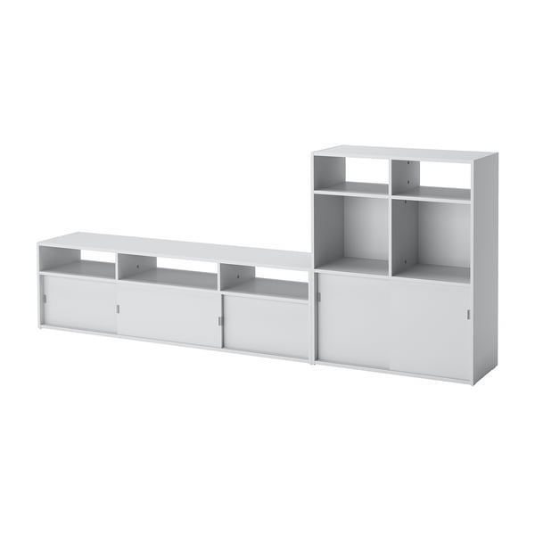 SPIKSMED TV storage combination, light grey, 233x32x96 cm
