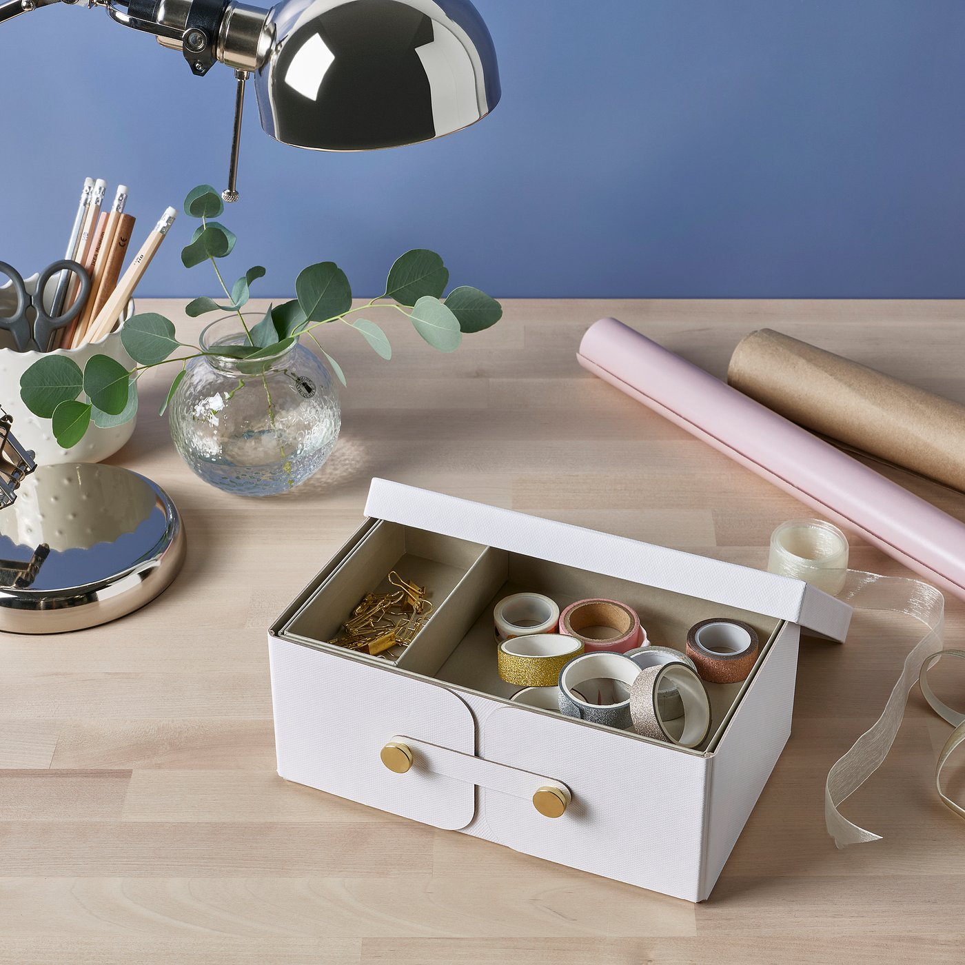 しまたく SPINNROCK box with compartments, white, 25x16x10 cm - IKEA