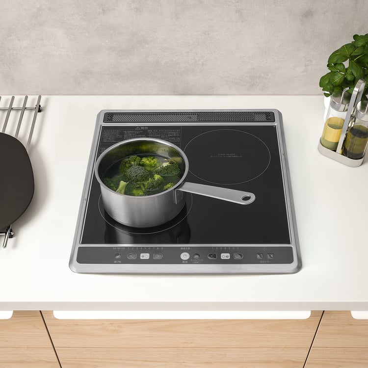 STAMKUND Induction hob with radiant heater, black IKEA