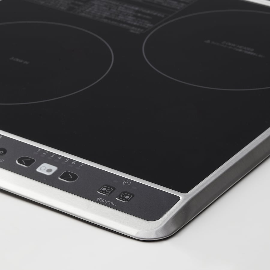 STAMKUND induction hob with radiant heater, black IKEA