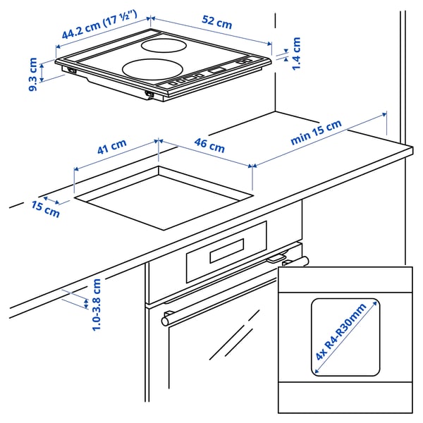 STAMKUND Induction hob with radiant heater, black
