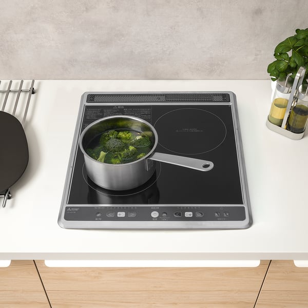 STAMKUND Induction hob with radiant heater, black