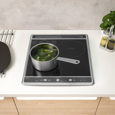 STAMKUND Induction hob with radiant heater, black
