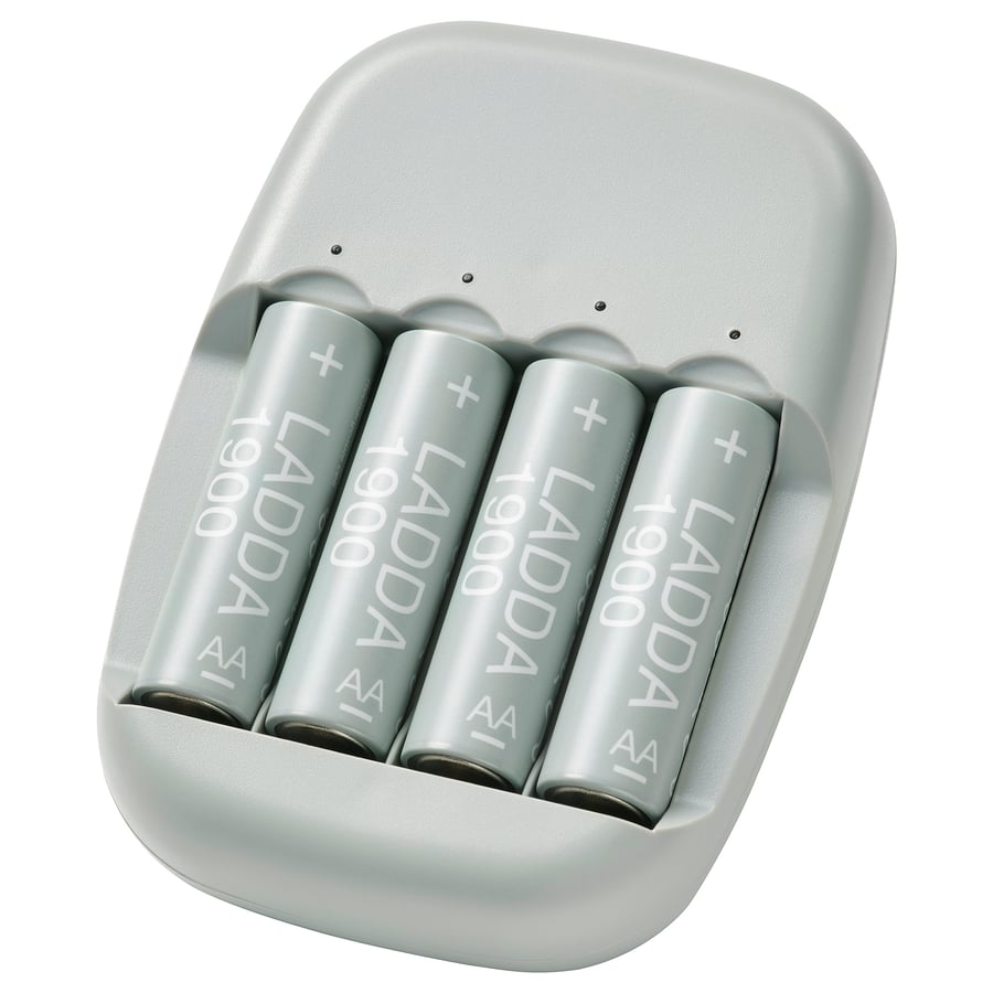 STENKOL / LADDA battery charger and 4 batteries IKEA
