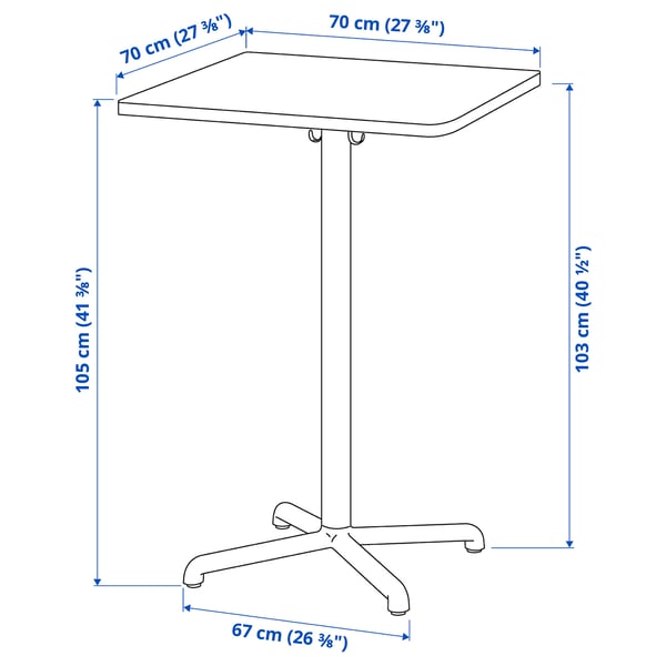 STENSELE Bar table, anthracite/anthracite, 70x70 cm