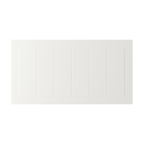 STENSUND white cabinet door. Rectangular design with grooved panels. Lacquered fiberboard.