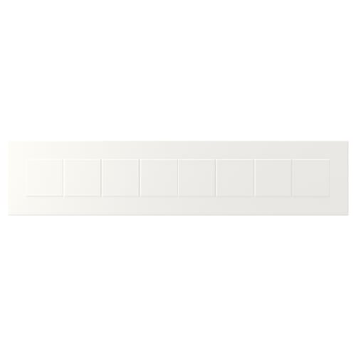 STENSUND white cabinet panel with framed, grooved design.