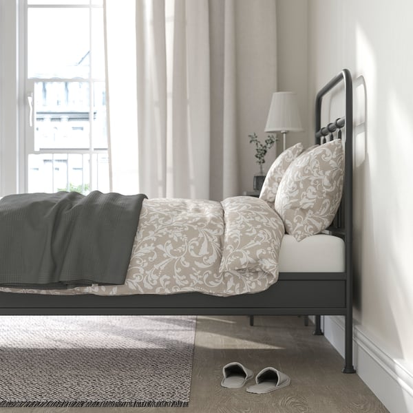 STJÄRNÖ Bed frame, anthracite/Lillhällan, 90x200 cm