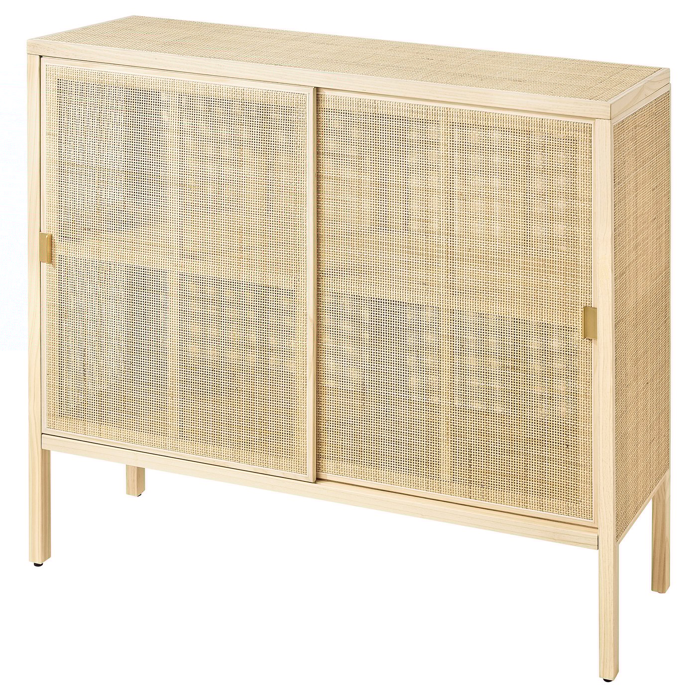 STOCKHOLM 2025 cabinet with sliding doors, rattan/pine