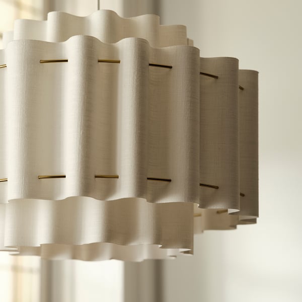 STOCKHOLM 2025 Pendant lamp, white textile/brass-plated, 50 cm