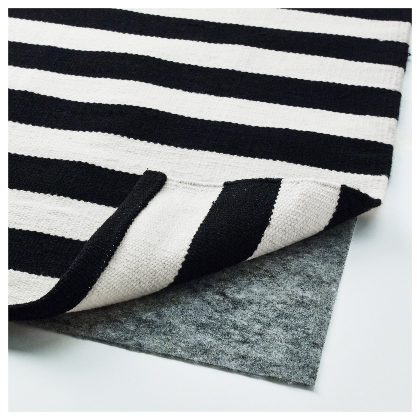 STOCKHOLM rug, flatwoven, handmade/striped black/off-white