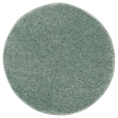 STOENSE rug, round, soft pale green, simple, textured surface.