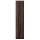Depicts a vertical, dark brown wooden panel, smooth and without embellishments.