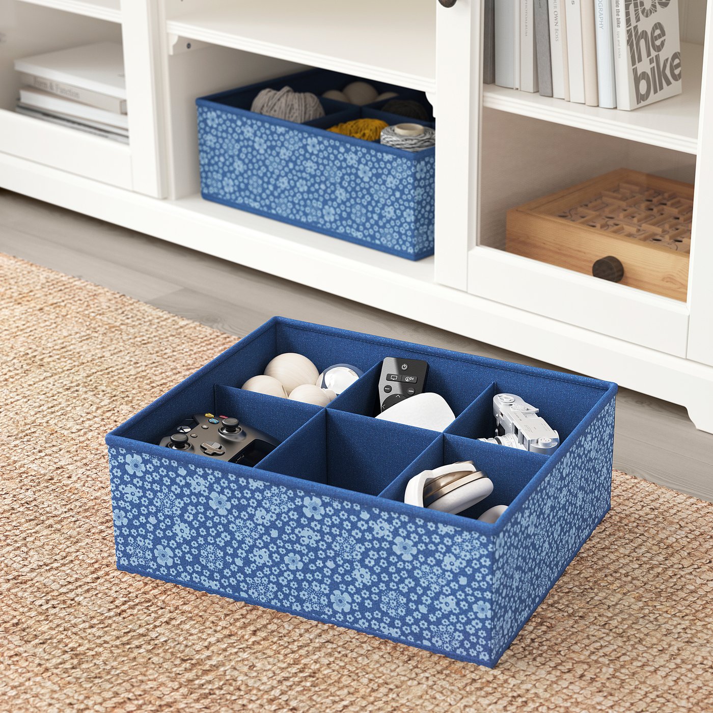 STORSTABBE Box with compartments blue, white IKEA