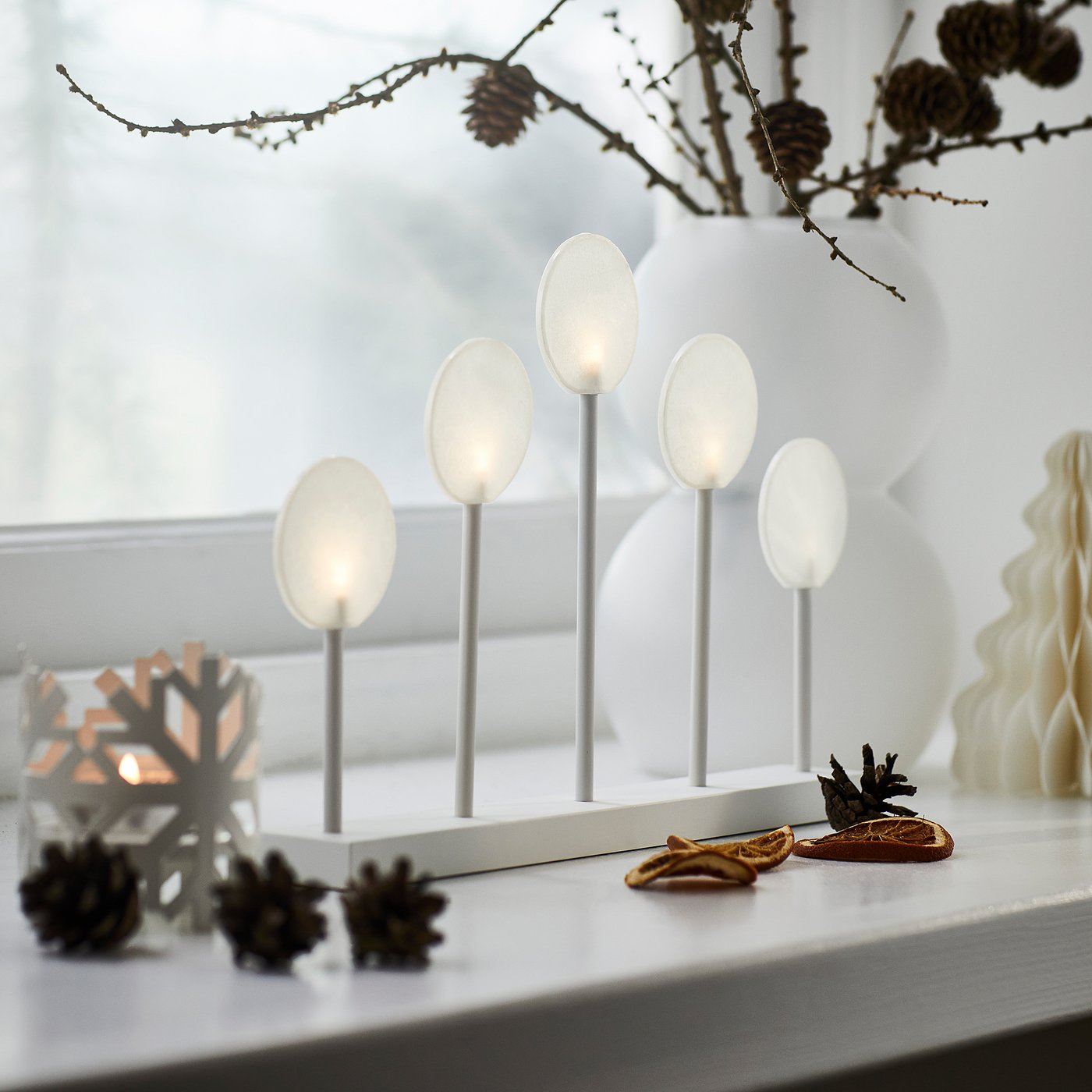 STRÅLA LED candelabra, lollipops battery-operated/white - IKEA