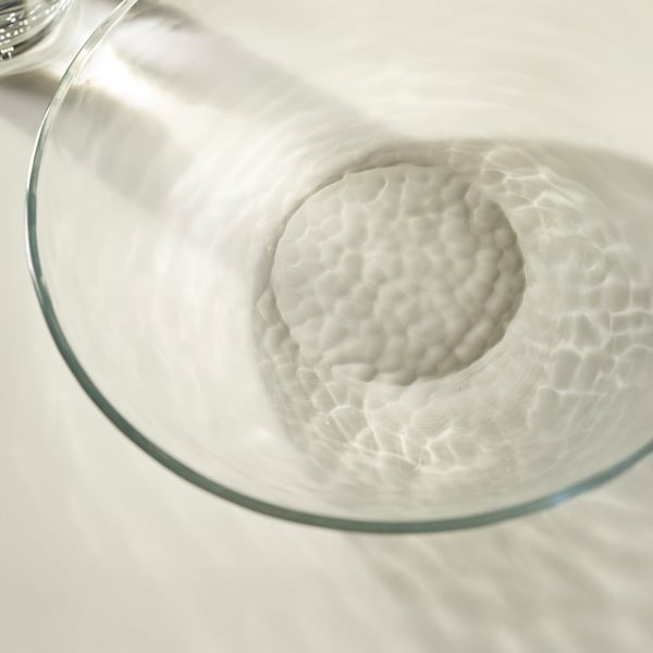 STRANDKRABBA Deep plate, glass/transparent, 19 cm