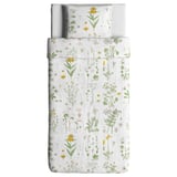 STRANDKRYPA Duvet cover and pillowcase, floral patterned/white, 150x200/50x60 cm