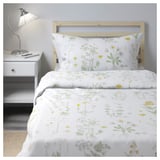 STRANDKRYPA Duvet cover and pillowcase, floral patterned/white, 150x200/50x60 cm