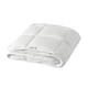Folded white STRANDMOLKE duvet, extra warm, lightweight, with soft cotton and recycled polyester hollow fibre filling, neatly stitched, luxury design.