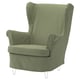 STRANDMON Slipcover for wing chair, Naggen grey-green