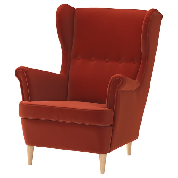 STRANDMON Wing chair, Tommaboda brown-red