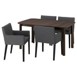 STRANDTORP / MÅRENÄS Table and 4 chairs, brown/Gunnared dark grey black, 150/205/260 cm