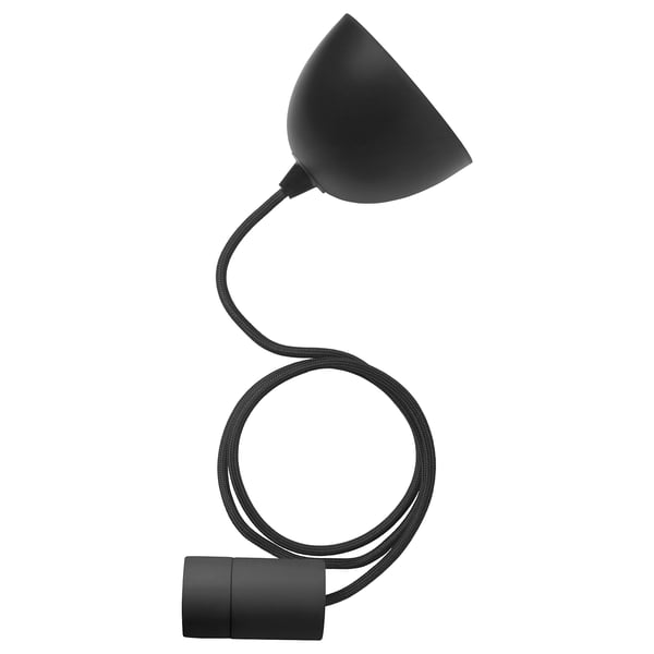SUNNEBY Cord set, black textile, 1.0 m