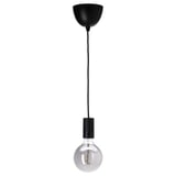 SUNNEBY / MOLNART Pendant lamp, black/globe grey clear glass, 125 mm