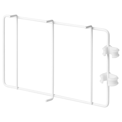A white, metal SUNNERSTA clip-on kitchen utensil rack with four hooks, designed to attach to a vertical surface.