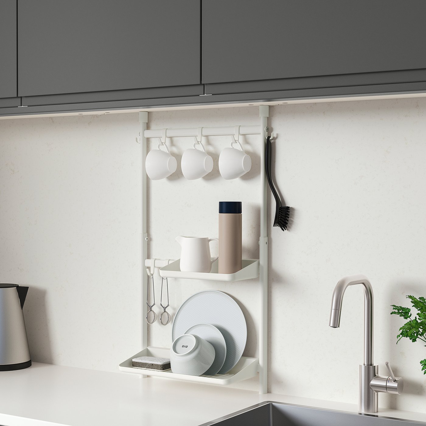 SUNNERSTA kitchen organiser set, no drill/shelf/dish drnr/hook - IKEA