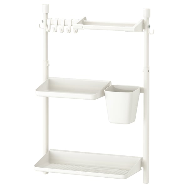 SUNNERSTA Kitchen organiser set, no drill/shlf/dsh drnr/kit roll hldr/hk/cont