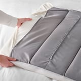 TÄLLÅSEN Upholstered bed frame with mattress, Kulsta light beige/Vesteröy extra firm, 160x200 cm
