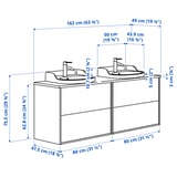 TÄNNFORSEN / RUTSJÖN Wash-stand/wash-basins/taps, white/white marble effect, 162x49x76 cm