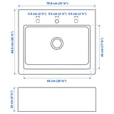 TALLSJÖN Sink bowl w visible front, dark grey/stone effect, 80x67 cm