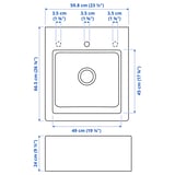 TALLSJÖN Sink bowl w visible front, dark grey/stone effect, 60x67 cm