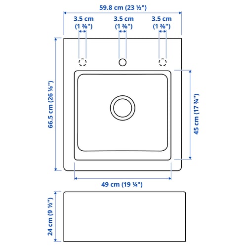 Illustration with measurements for the product: TALLSJÖN.