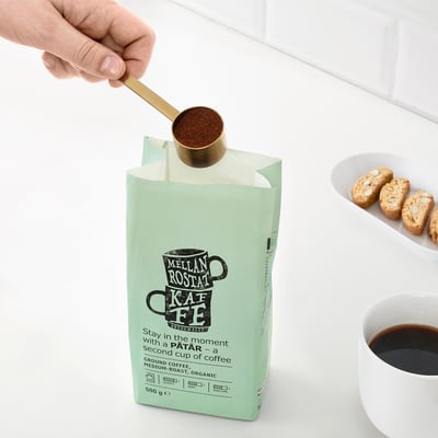 TEMPERERAD Coffee measure and clip, brass-colour