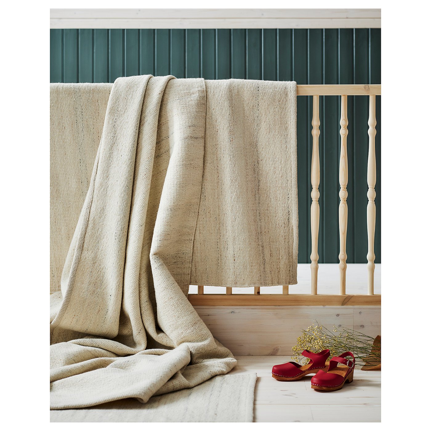 TIDTABELL rug, flatwoven, beige, 133x195 cm - IKEA