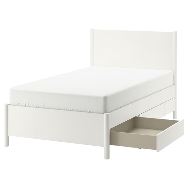 TONSTAD Bed frame with storage, off-white/Luröy, 120x200 cm