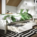 TONSTAD Bed frame with storage, off-white, 120x200 cm