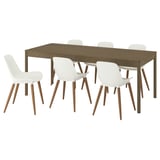 TONSTAD / GRÖNSTA Table and 6 chairs, brown oak veneer/white, 200x85 cm