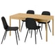 TONSTAD / NORDMANSSKÄR Table and 4 chairs, oak veneer/Bomstad black black, 150x80 cm