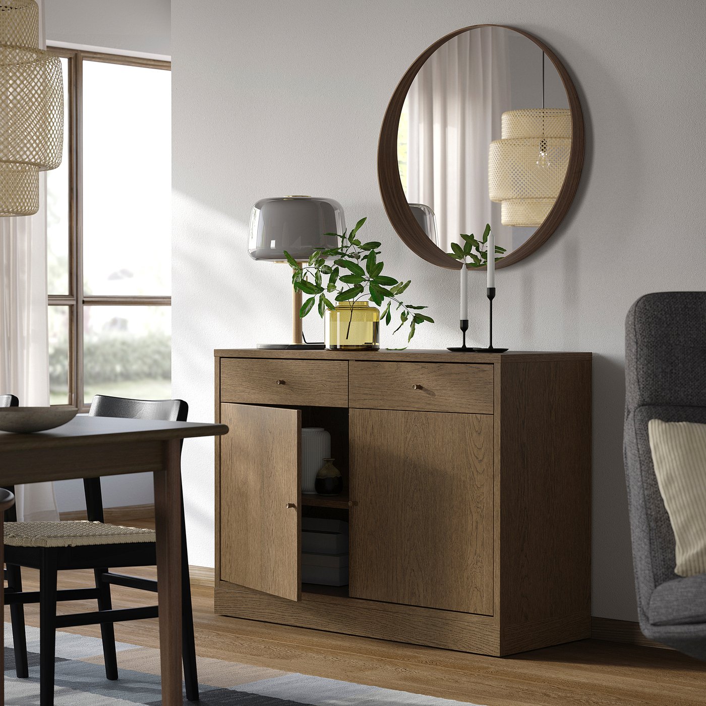TONSTAD sideboard, brown stained oak veneer, 121x47x90 cm - IKEA
