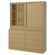 TONSTAD Storage combination with drawers, oak veneer/glass, 164x47x210 cm