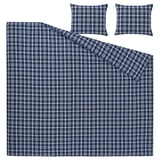 TORNTUSS Duvet cover and 2 pillowcases, dark blue/check, 200x200/50x60 cm