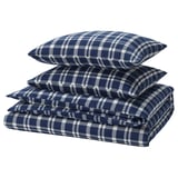 TORNTUSS Duvet cover and 2 pillowcases, dark blue/check, 200x200/50x60 cm