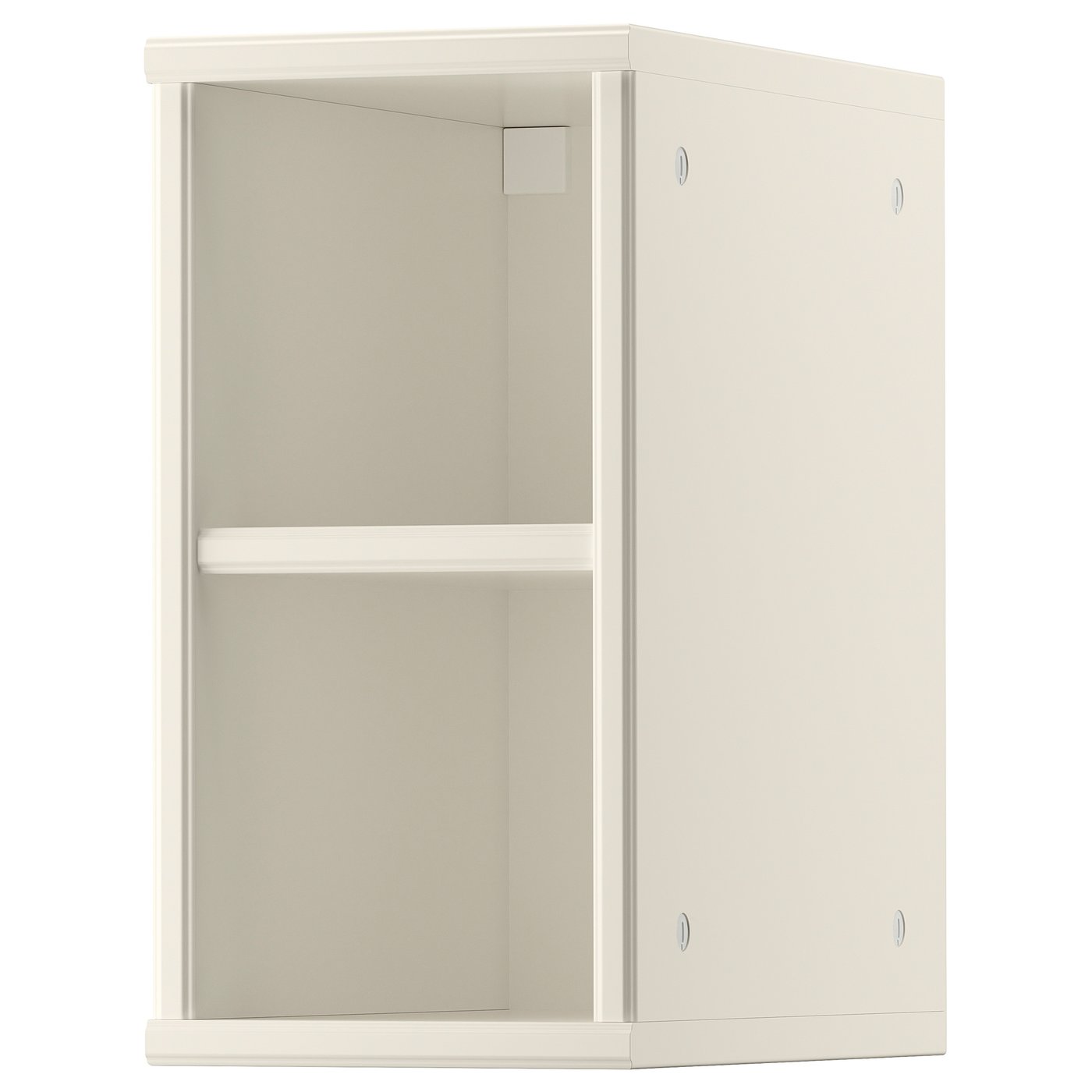 A TORNVIKEN light beige cabinet with open shelving, perfect for displaying or storing items.
